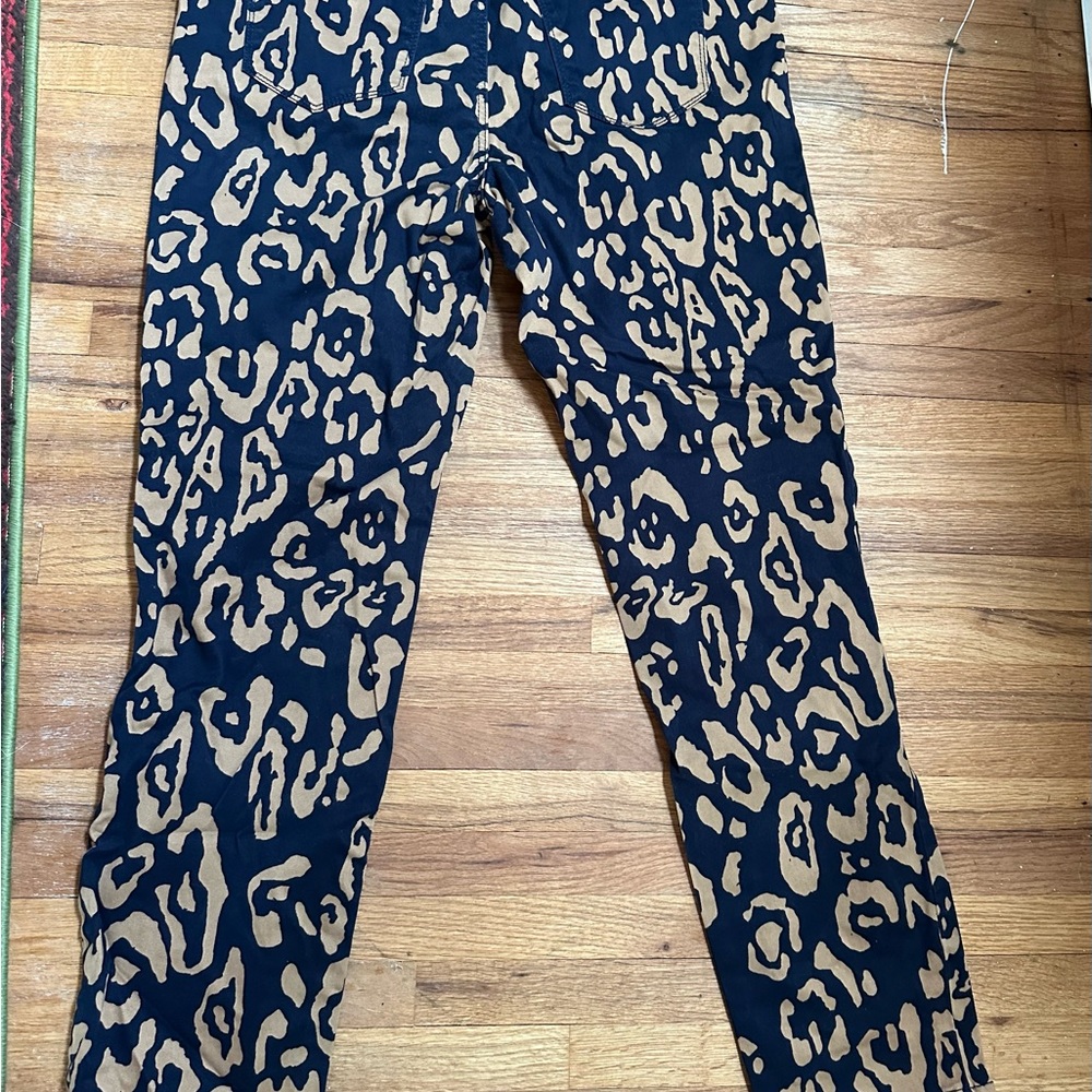 Chico's Black and Tan Leopard Print Straight Leg Pants